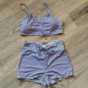 Blue and White Bathing Suit